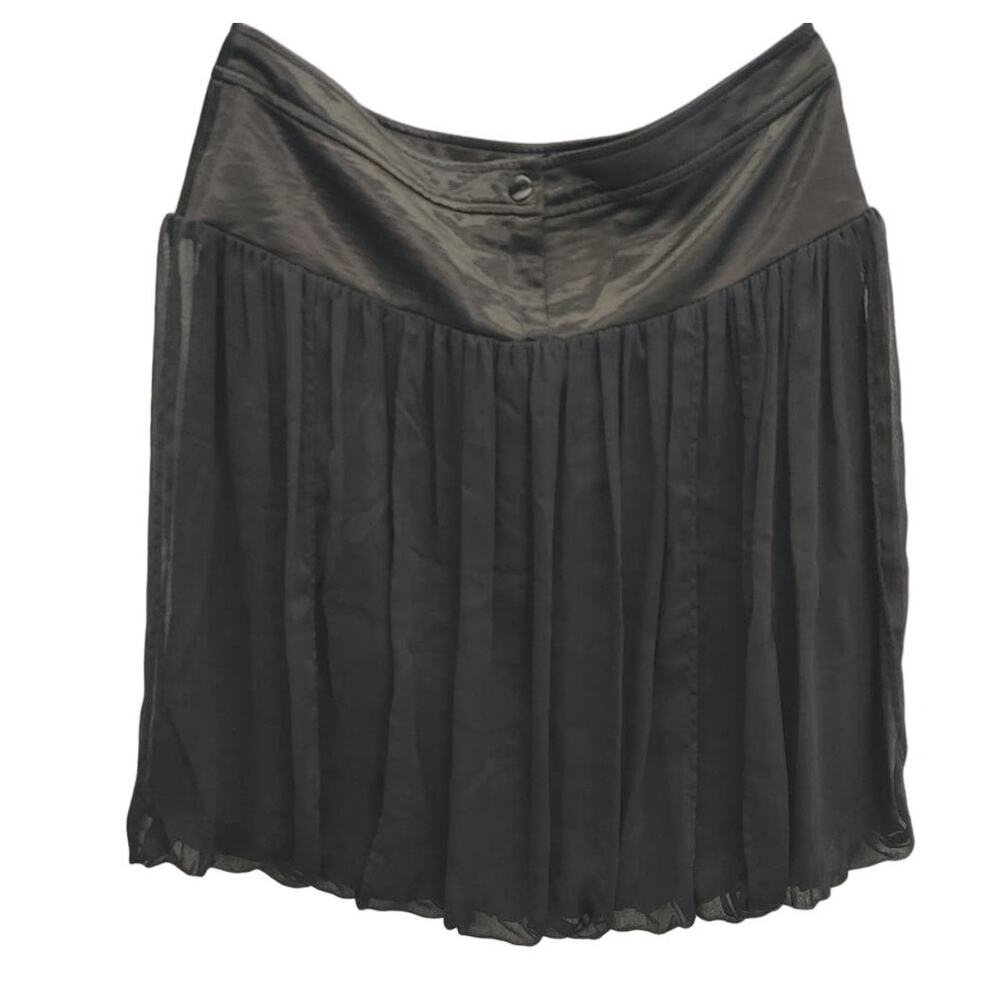 Evgenia Ostrovskaya Skirt Pleated Bubble Mini Silk Blend Sz 44 30" Black
